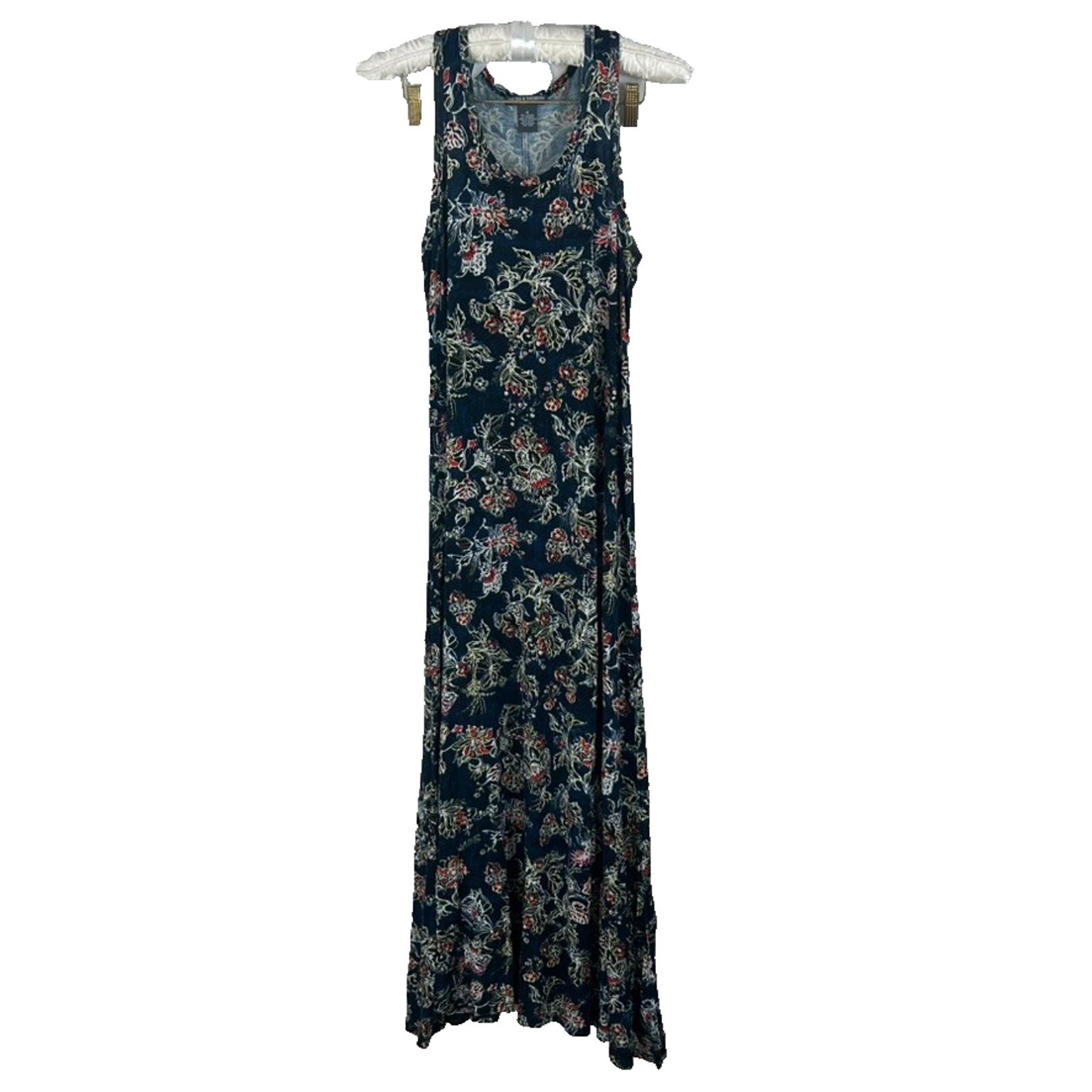 Chelsea & Theodore Women's Medium Navy Blue Floral A-Line Maxi Dress